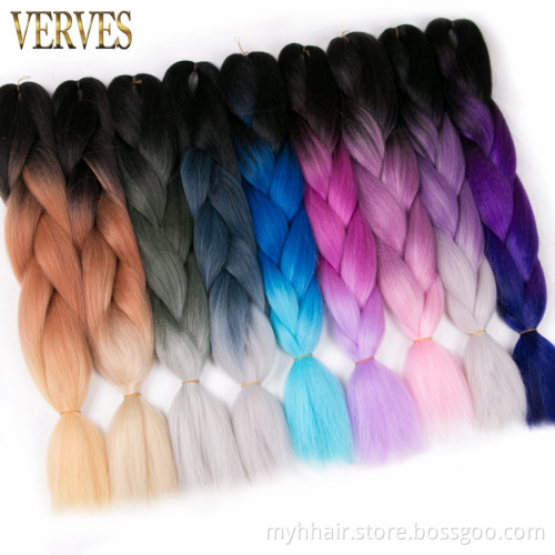 10 Piece Synthetic hair pre stretched Crochet Hair 24 inch Ombre Braiding Hair for Women extensions Wholesale Cheap Jumbo Braid